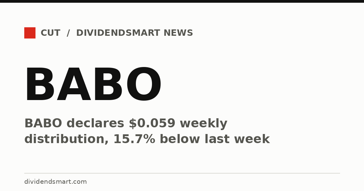 BABO declares $0.059 weekly distribution, 15.7% below last week