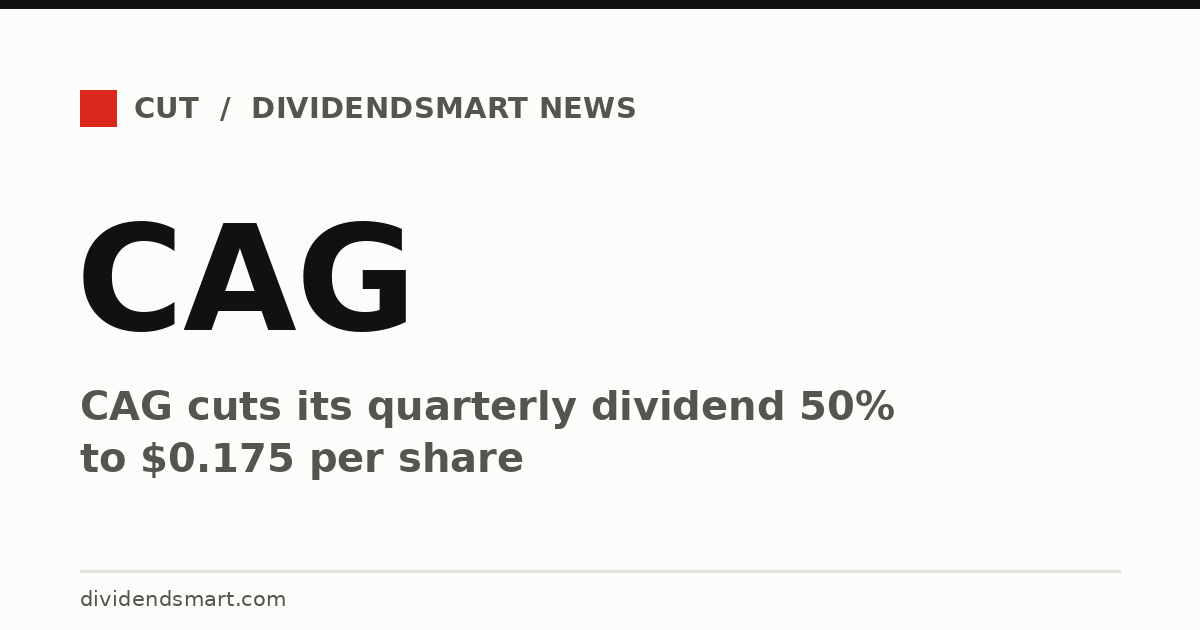 CAG cuts its quarterly dividend 50% to $0.175 per share