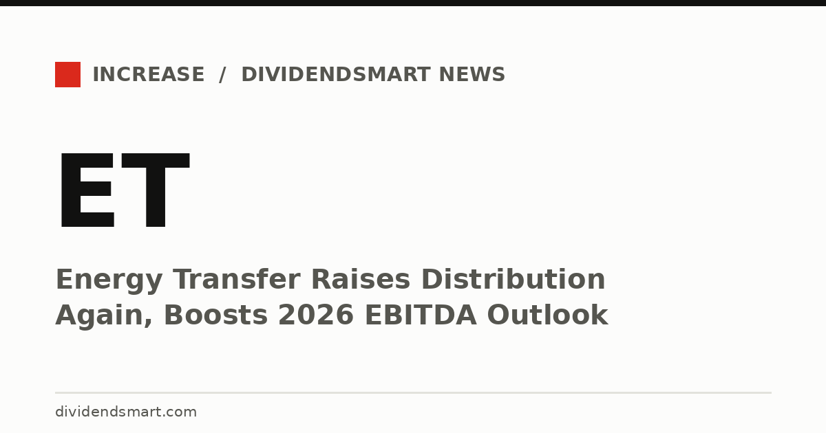 Energy Transfer Raises Distribution Again, Boosts 2026 EBITDA Outlook