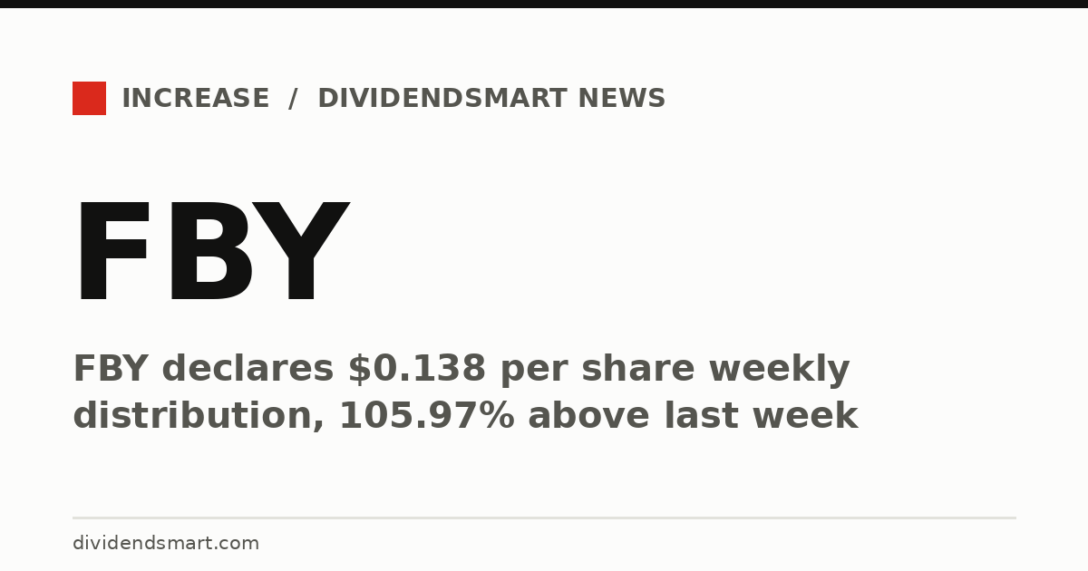 FBY declares $0.138 per share weekly distribution, 105.97% above last week