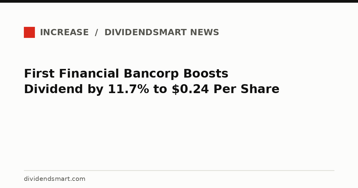 First Financial Bancorp Boosts Dividend by 11.7% to $0.24 Per Share