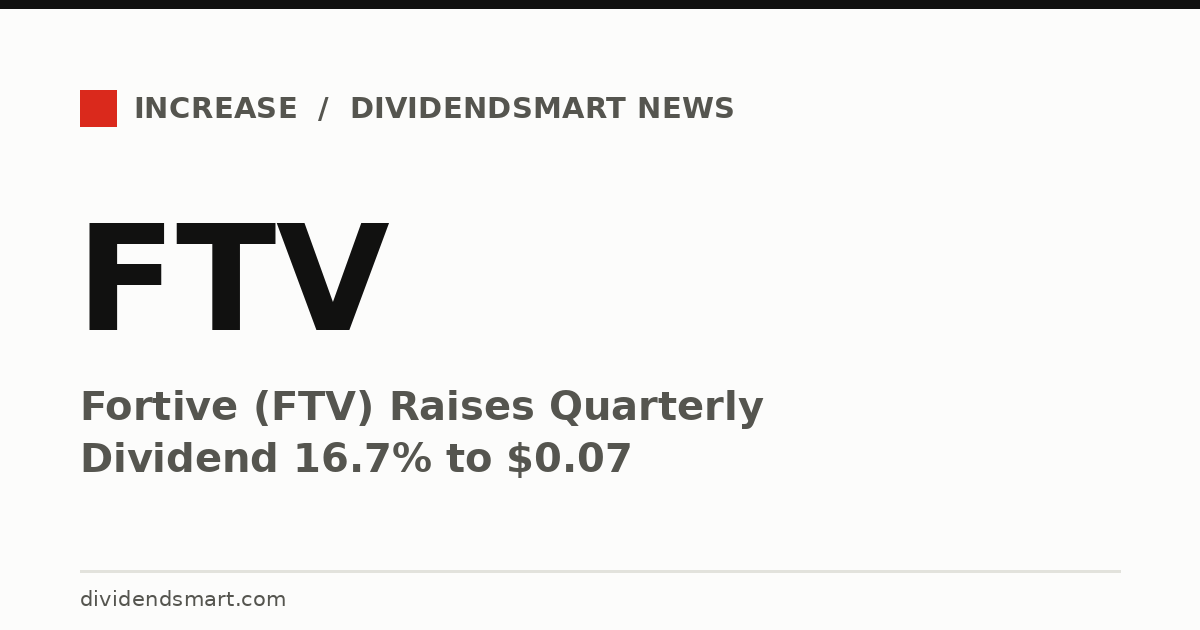 Fortive (FTV) Raises Quarterly Dividend 16.7% to $0.07