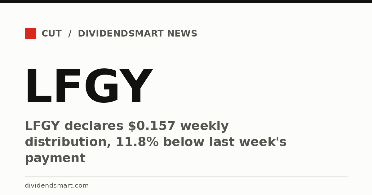 LFGY declares $0.157 weekly distribution, 11.8% below last week's payment