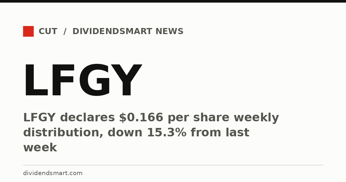 LFGY declares $0.166 per share weekly distribution, down 15.3% from last week