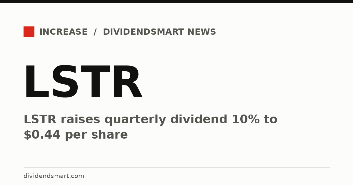 LSTR raises quarterly dividend 10% to $0.44 per share