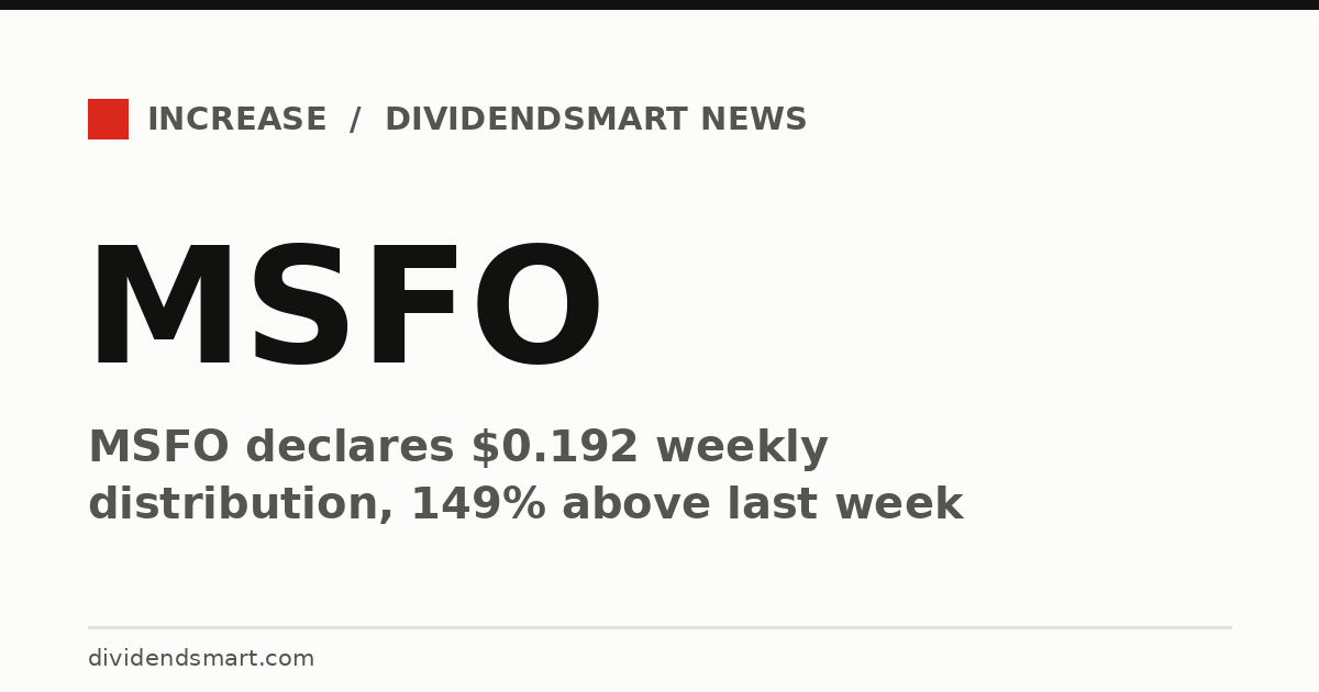MSFO declares $0.192 weekly distribution, 149% above last week