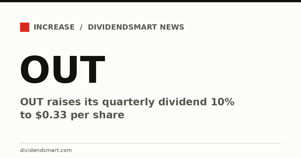 OUT raises its quarterly dividend 10% to $0.33 per share