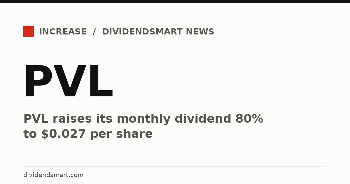 PVL raises its monthly dividend 80% to $0.027 per share