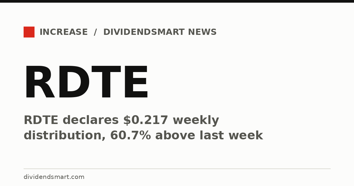 RDTE declares $0.217 weekly distribution, 60.7% above last week
