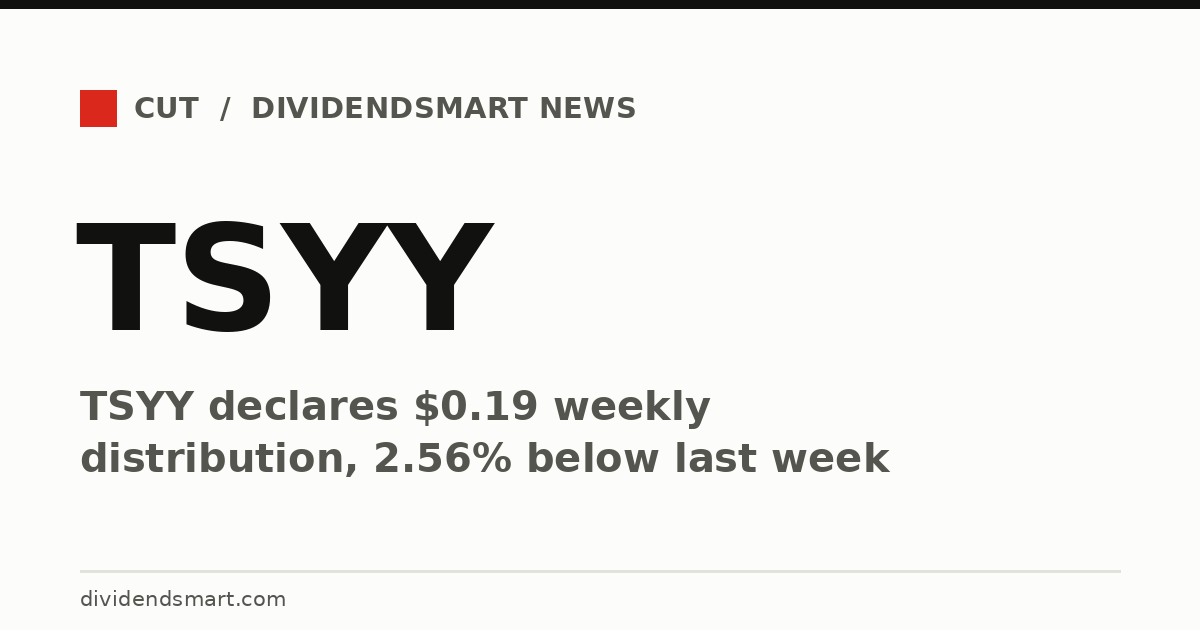 TSYY declares $0.19 weekly distribution, 2.56% below last week